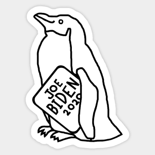 Penguin with Joe Biden 2020 Sign Outline Sticker